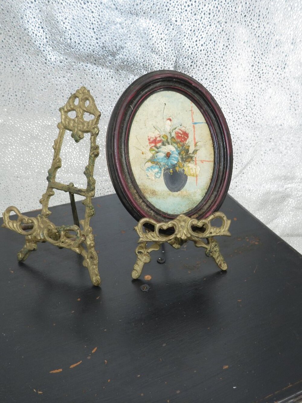 Vintage Brass Picture Easel Tabletop Plate Stand Holder Set 2 Gold 7 inch Small